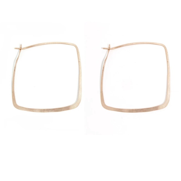 Melissa Joy Manning 14k Gold 1.25 Inch Square Hoop Earrings - Picture 1 of 2